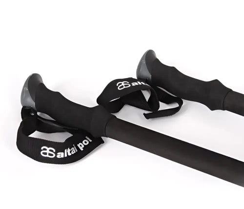 Altai skis pol teleskooppisauvat mustat vaellussauvat ergonomisilla kahvoilla ja säädettävillä remmeillä