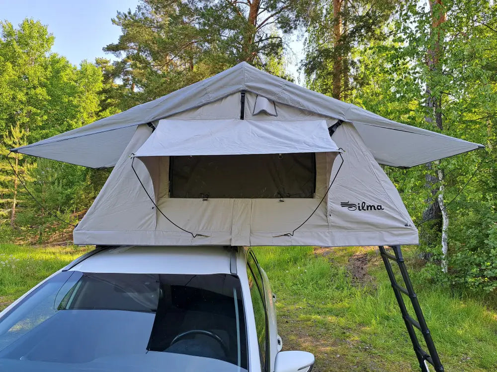 Beige silma katto teltta harmaalla autolla valkoisella autolla harmaa auton kattoteltta ilma lyhyt 1.4