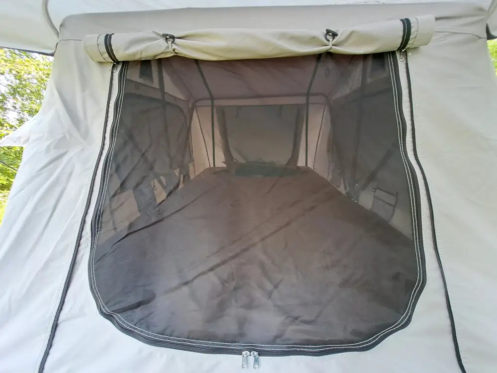 Beige auton kattoteltta ilma pitkä 1.6 harmaa pop-up teltta verkkoikkunalla ja mustalla reunuksella