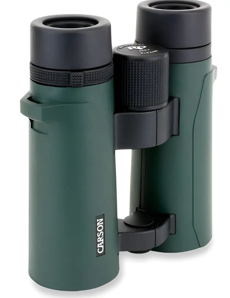 Dark green and black carson 10x50mm rd series kiikarit with textured rubber grips for comfortable use