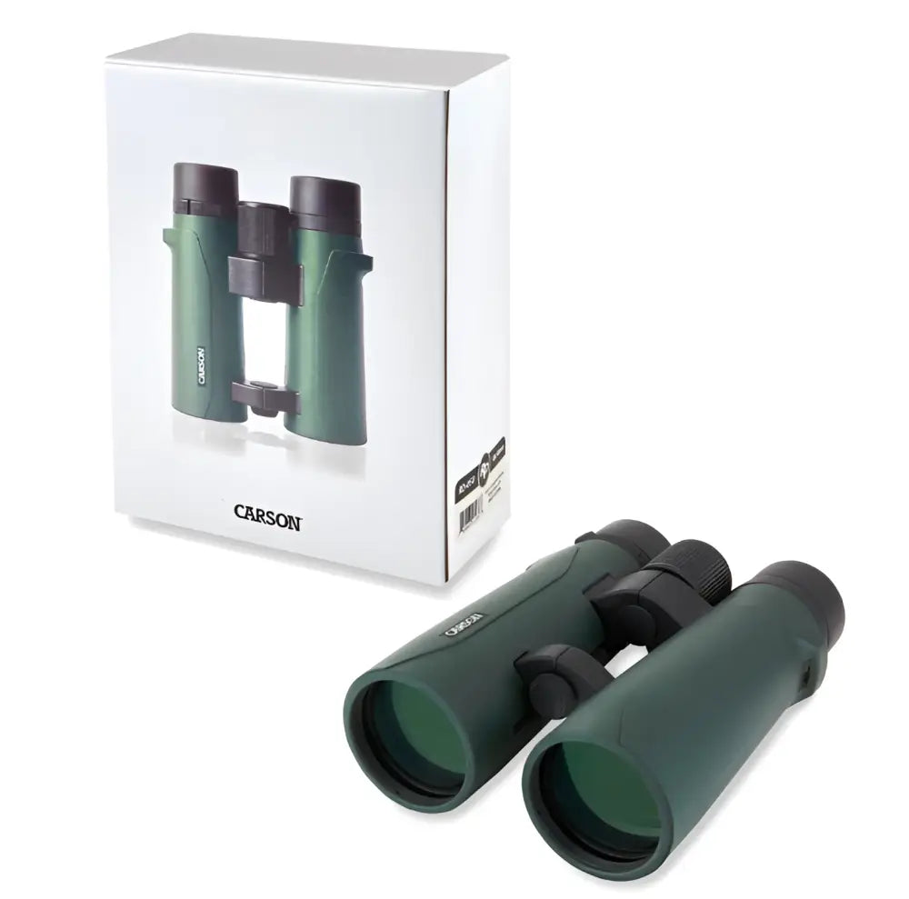 Dark green carson 10x50mm rd series kiikarit with black accents and sleek ergonomic design