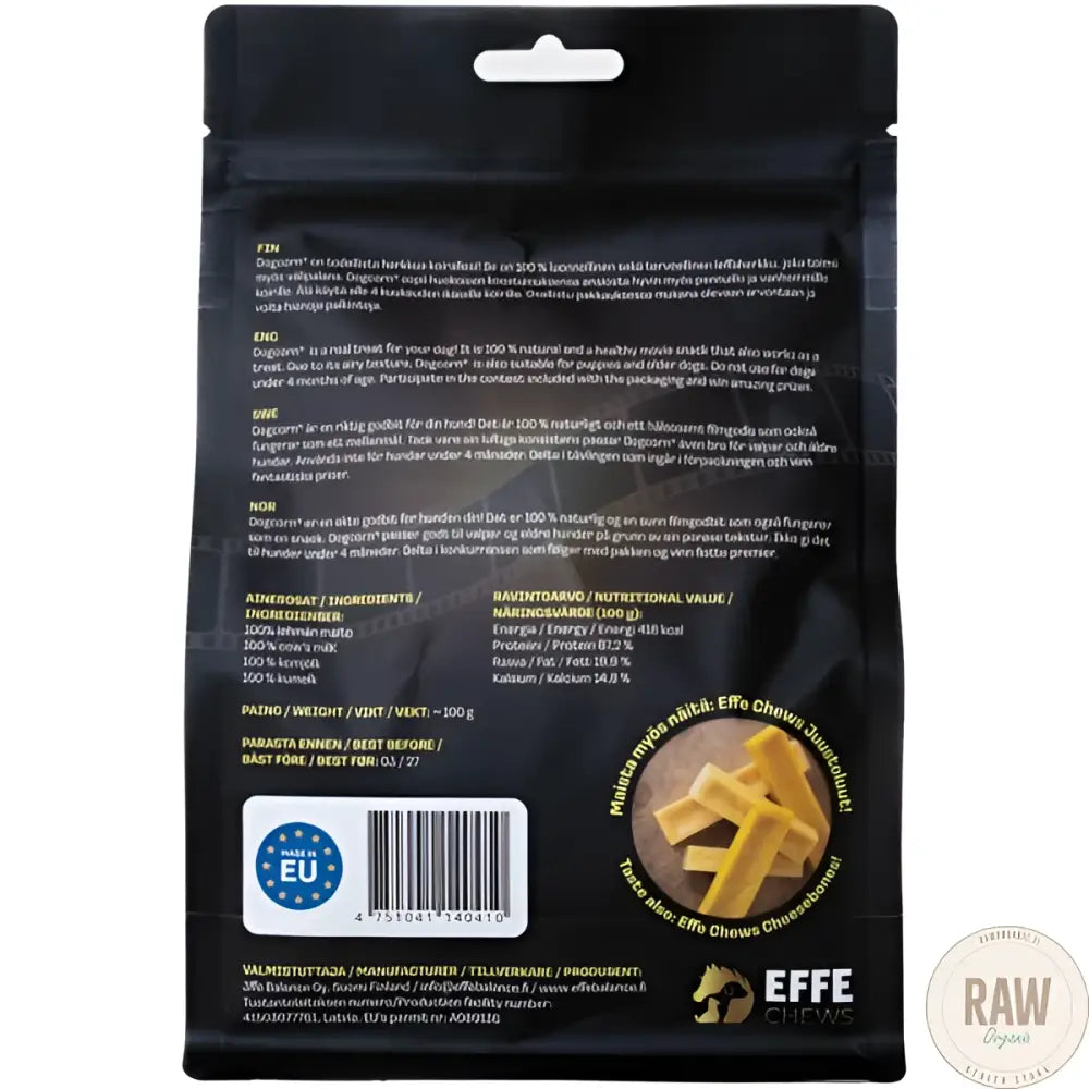 Effe chews dogcorn 100g juustoherkku - wildpoint for doggos retkeilyvarusteet verkkokaupasta 9,95 €
