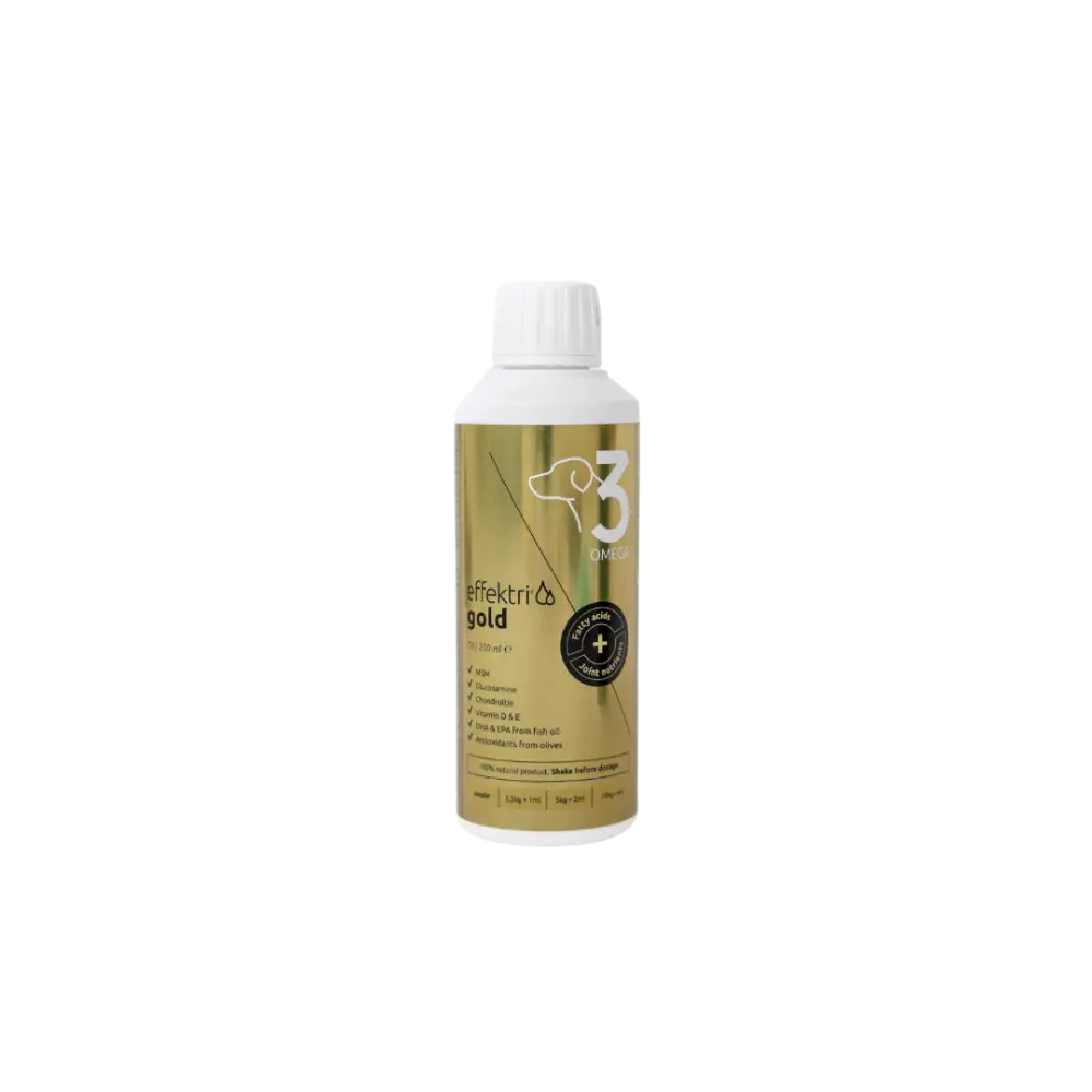 Effektri gold dog - omega-3 + nivelravinteet - 250ml - omega-3 ja nivelravinteet koirille retkeilyvarusteet