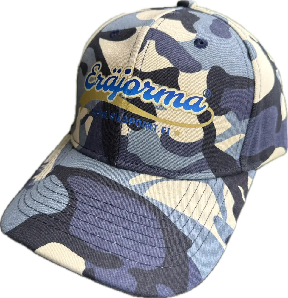 Eräjorma Camo Baseball-lippis sinisellä maastokuviolla