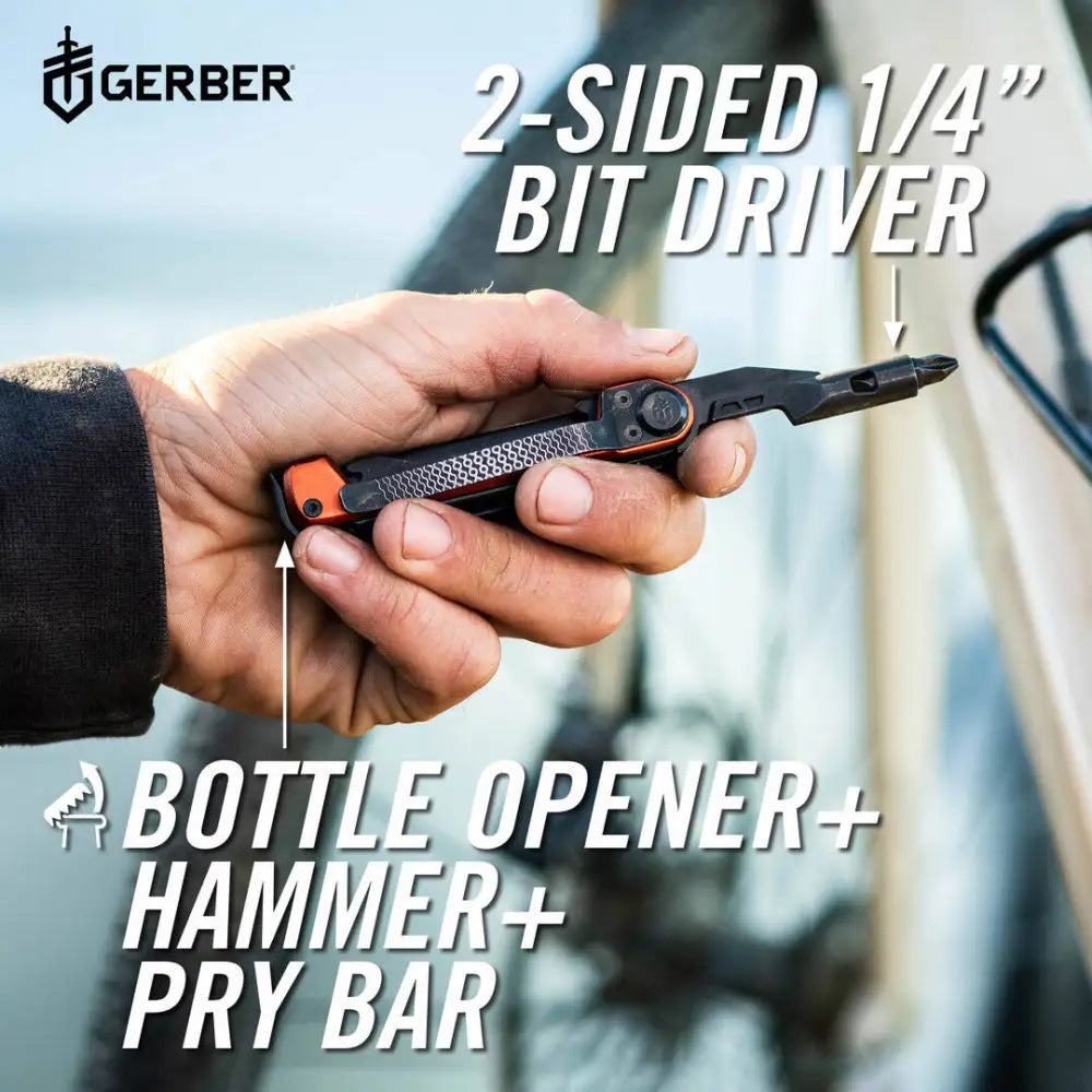 Gerber armbar trade orange 16l musta-oranssi monitoimityökalu teksturoidulla kahvalla ja 1/4 tuuman kärjen kanssa