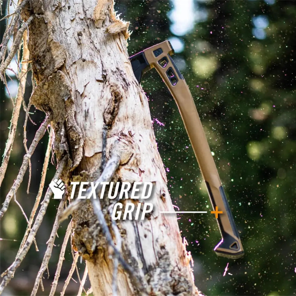 Gerber bushcraft-kiuas jossa on tanin ja mustan värinen teksturoitu kahva ja moderni muotoilu