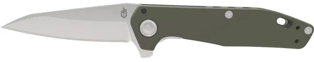 Gerber fastball fsg gb - oliivinvihreä kahva ja hopea terä minimalistisella pyöreällä kiinnityksellä