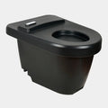 Musta muovinen kannettava wc green toilet 100 easy vaihtosäiliöllä ja saranallisella kannella ja kahvalla