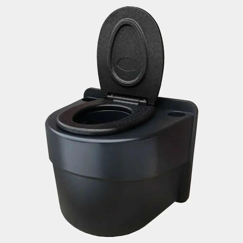 Musta muovinen kannellinen kannettava käymälä teksturoidulla istuimella green toilet light erotteleva käymälä varten