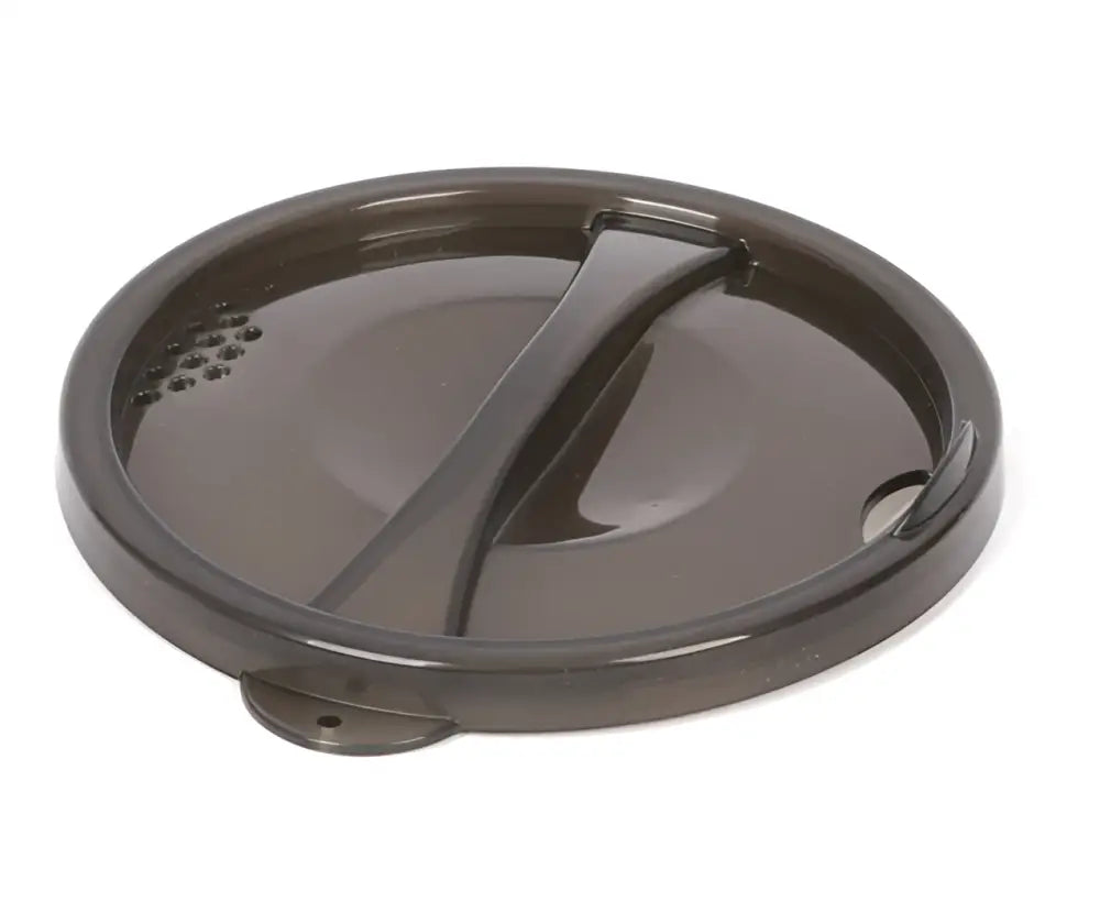 Dark brown plastic lid with central handle and ventilation holes for haghus t14 retkikeitin camping stove