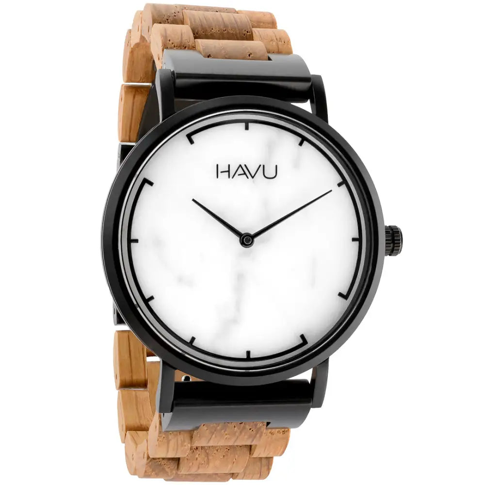 Havu watches kallio puinen rannekello valkoinen marmori kellotaulu ja mustat yksityiskohdat 40mm