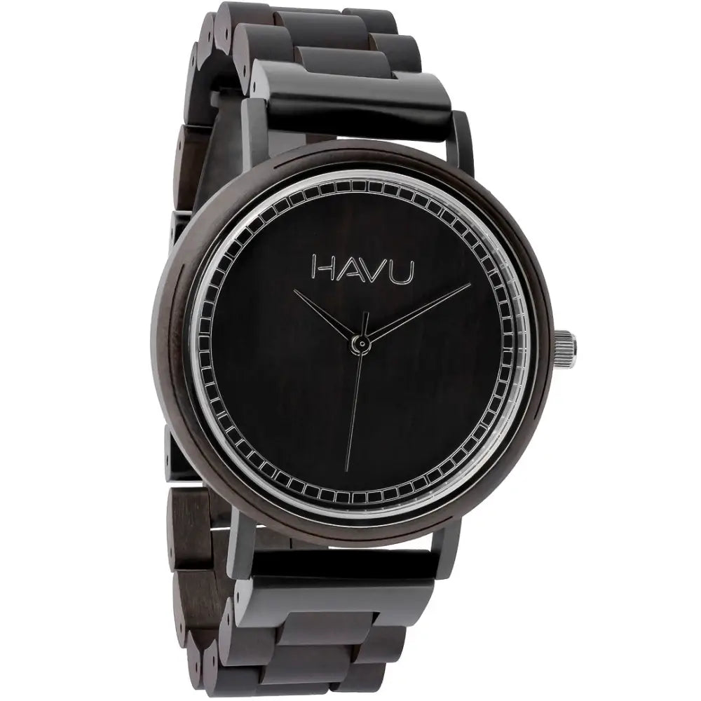 Black wooden havu watches virta 38mm minimalistinen puinen rannekello hopeanvärisillä tuntimerkinnöillä