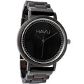 Black havu puinen rannekello virta 42mm minimalistisella designilla ja hopeansävyisillä osoittimilla