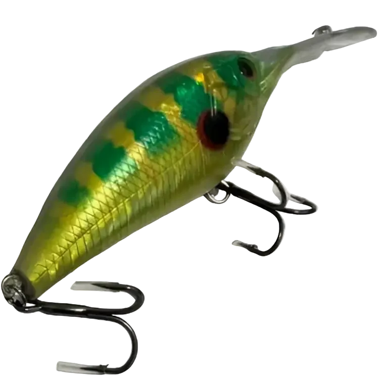 Käärijä wobbler suurahvenelle 7,5cm 24g kiiltävä vihreä ja keltainen kuviollinen crankbait-ulompi koukkuin