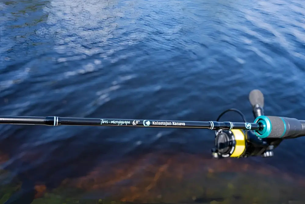 Kalastajan kanava tirri micro vapa 183 cm musta kalastusvapa teal ja keltainen accents torn-microspoke 6.9 printattu