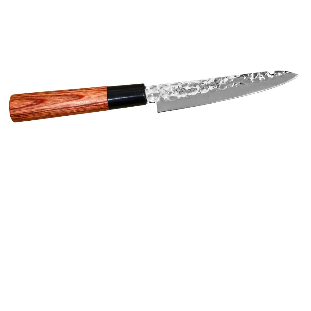 Kanetsune Seki KC-950 vihannesveitsi 12 cm teräksinen vasarointi terä ja puinen kahva mustalla vahvistuksella