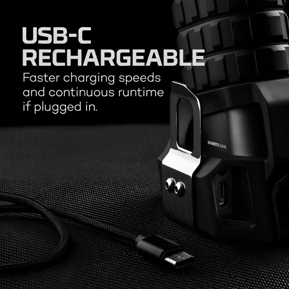 Musta usb-c uudelleenladattava kaapeli magneettisella pohjakiinnityksellä luksTreme sl 75 3/4 mailia 1200m
