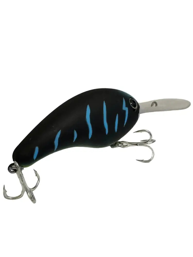Mattamusta wobbler - pilvisen sään saalistaja 7cm 14g musta ja sininen raidallinen crankbait-uistin metallisilla hopeisilla kolmihaarakoukuilla