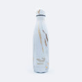 A sleek white and gold marble-patterned stainless steel water bottle Meribottles Arctic Gold 500 ml with logo