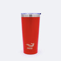 Punainen eristetty meribottles takeaway mug 500 ml -muki hopeisella reunuksella ja kirkkaalla kannella