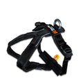 Non-stop line harness valjas 5.0 black musta koiran valjas oranssilla logolla ja hopeisella metallisella d-renkaalla