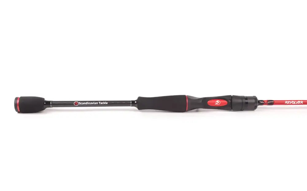 Scandinavian tackle 210 hyrräkelavapa black and red with textured grip and scandinavian tackle branding