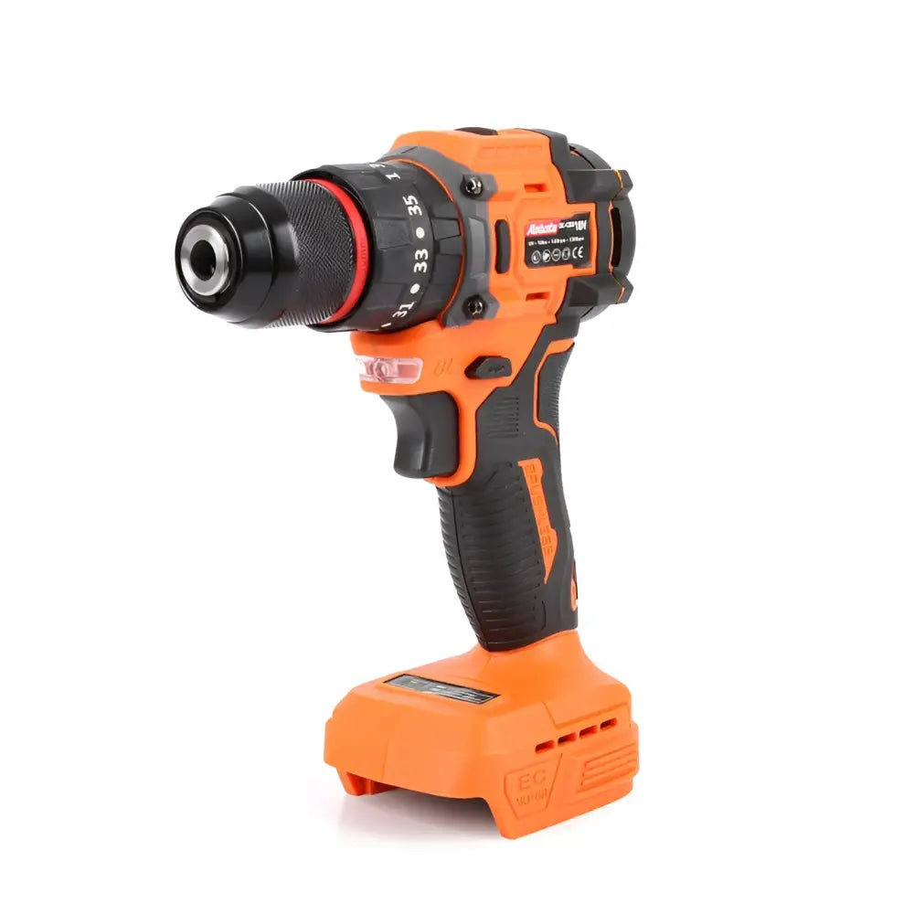 Robota dc-cdx18v oranssi ja musta 10mm akkuporakone teksturoidulla kahvalla runko