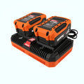 Robota dc-dxh18v kaksoispikalaturi oranssi ja musta robota xc-018v akkupakkien lataukseen