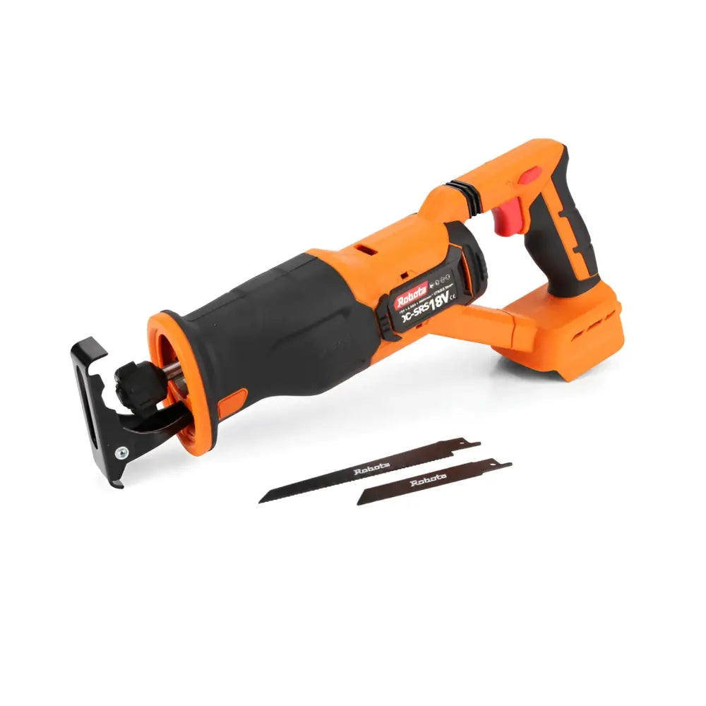 Robota dc-srs18v akkupuukkosaha oranssi musta johdoton puukkosaha kahdella varaterällä