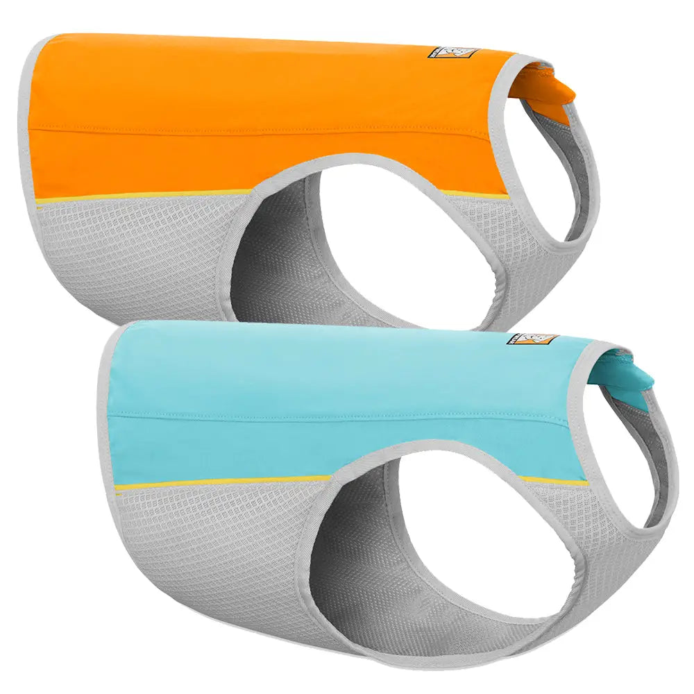 Ruffwear jet stream viilennysliivi koirille oranssi ja vaaleansininen verkkovesti harmailla somisteilla