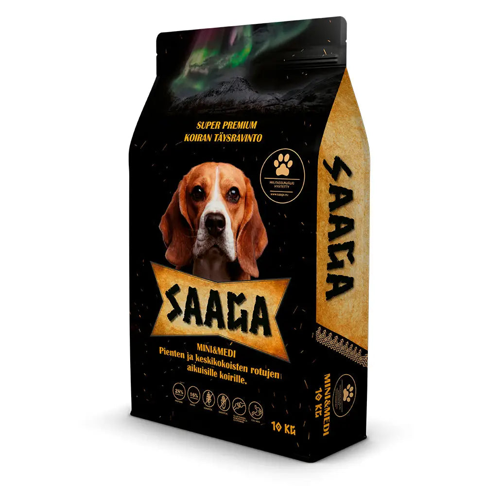 Saaga mini & medi täysravinto koirille - 10kg - wildpoint retkeilyvarusteet verkkokaupasta 36,90 €