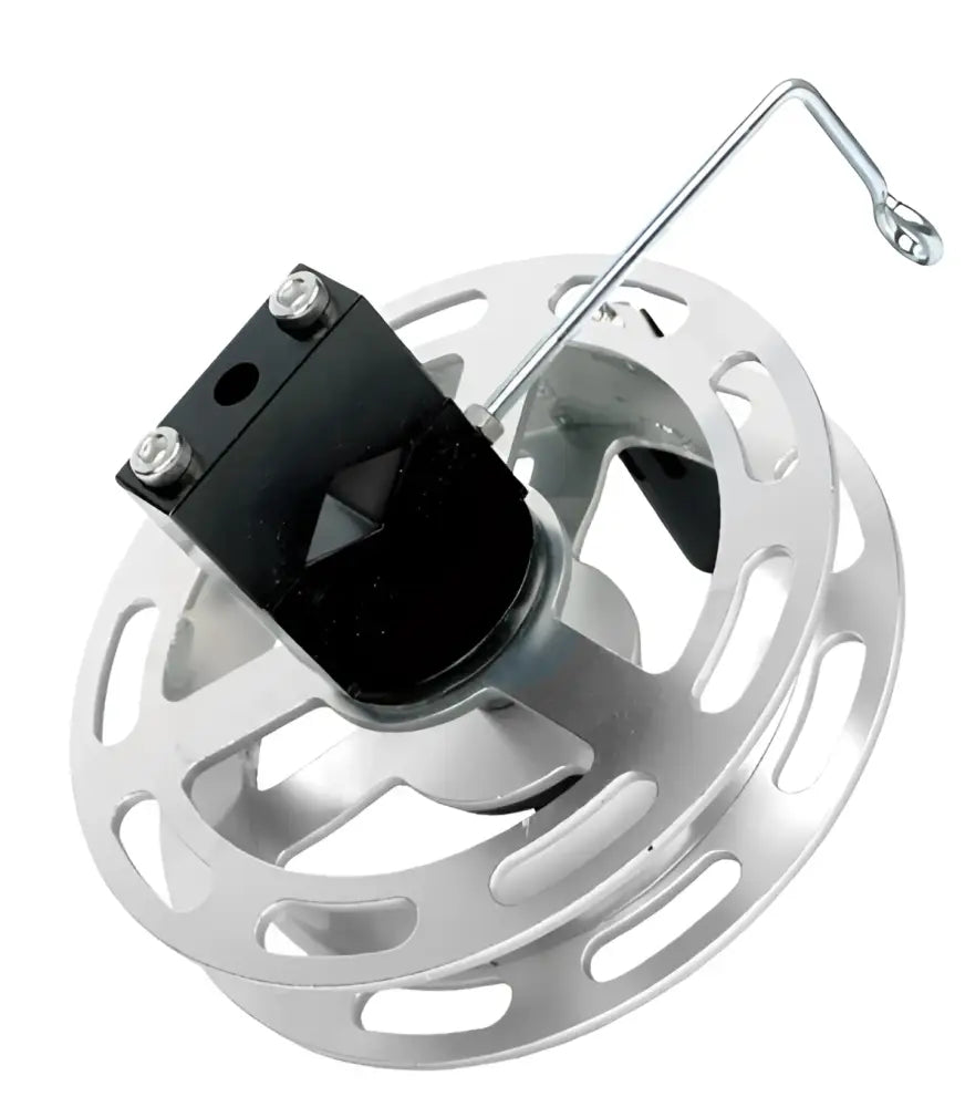 Silverinen metallinen scandinavian tackle alu plaanarikela 205mm mustalla kahvalla ja kaartuvalla vivulla