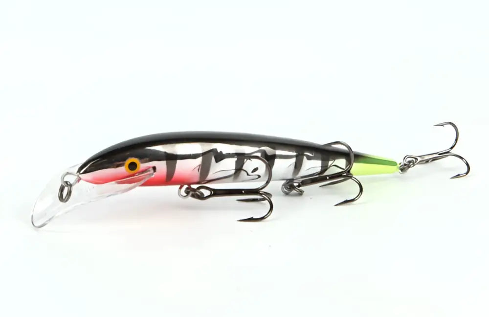 Scandinavian tackle baron vaaput 130mm minnow-tyylinen kalausviehe musta hopea pinkillä vatsalla ja kirkkaan vihreällä pyrstöllä
