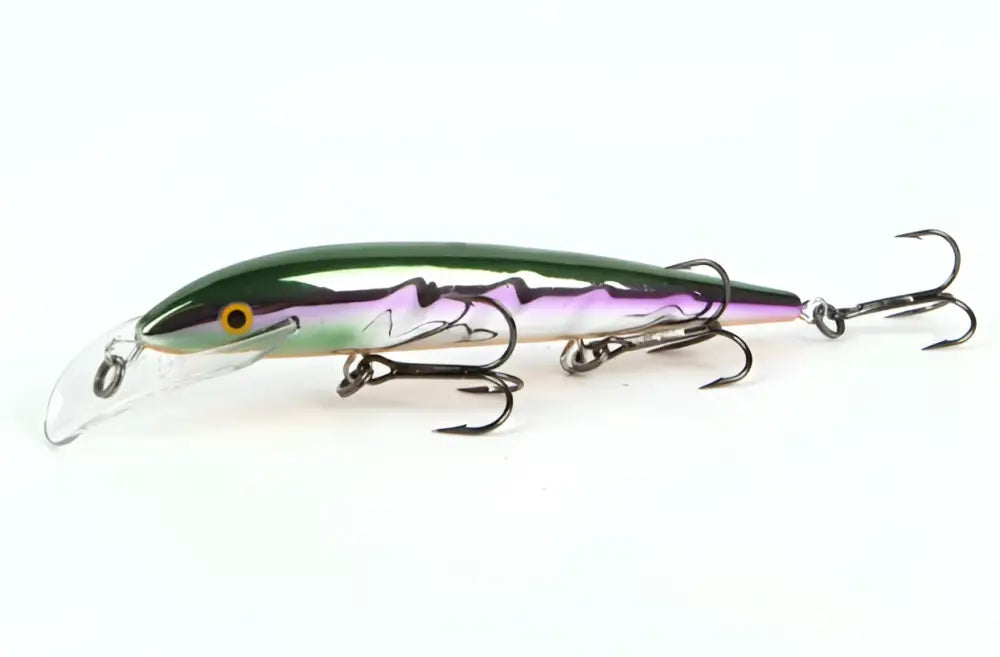 Scandinavian tackle baron vaaput 130mm iridescentti vihreä ja violetti minnow-tyylinen viehe kolmen kolmipiikkisen koukun kanssa