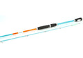 A vibrant turquoise and orange wildpoint outdoors fishing rod with black grip scandinavian tackle fish me luck perch 210cm