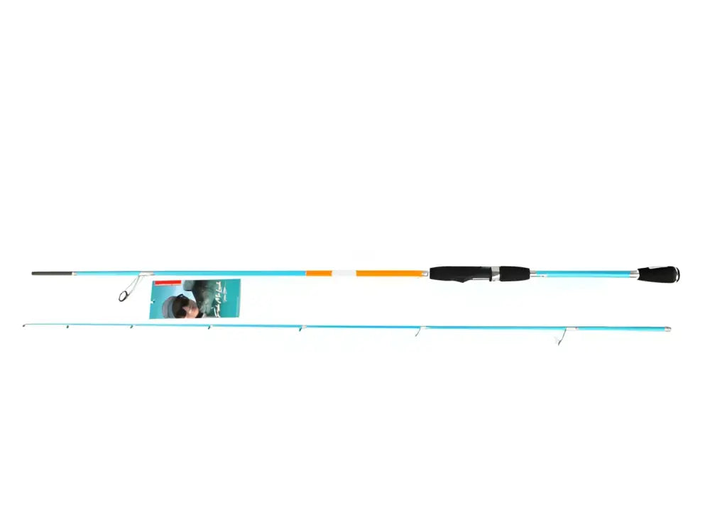 Teal- ja oranssi kalastusvapa mustalla kahvalla wildpoint outdoorsin scandinavian tackle fish me luck perch 210 cm