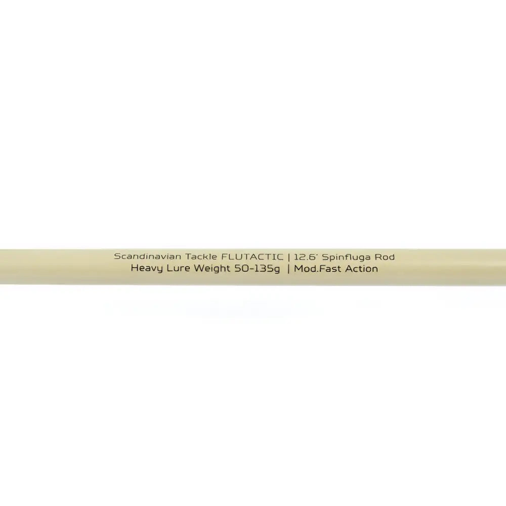 Beige scandinavian tackle flutactic 12 6 spinfluga vapa mustilla painatuksilla raskaalle vieheelle ja keskiraskaalle nopealle toiminnalle