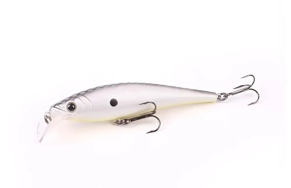 Scandinavian tackle gator wobbler 11cm hopea ja läpikuultava viehe mustalla silmällä ja kolmella haavikoukulla