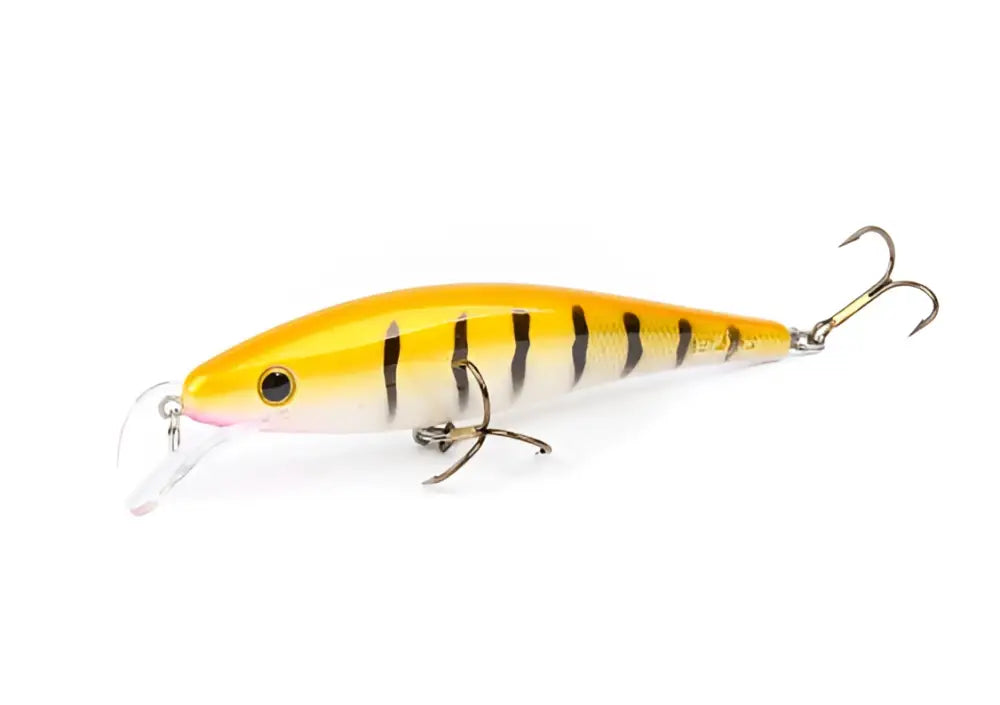 Scandinavian tackle gator wobbler 11cm keltamusta kovavartinen viehe kirkkaalla muovisella lipalla ja hopeisilla kolmihaarakoukuilla