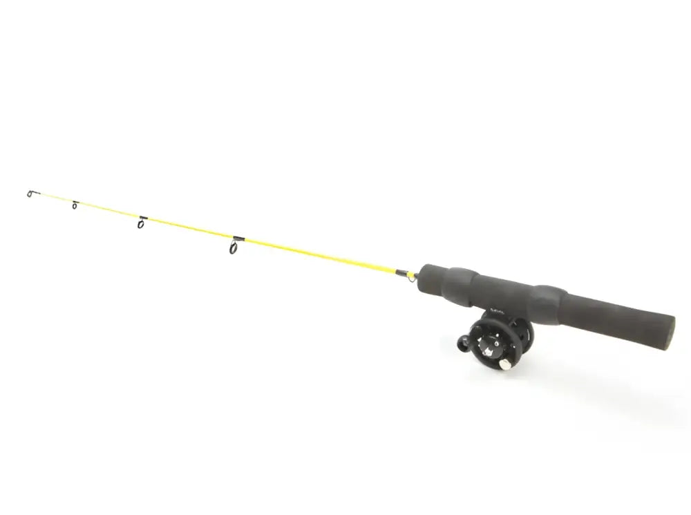 Scandinavian tackle yellow devil ice combo pilkkisarja jossa keltainen vapa mustalla kahvalla ja kelalla