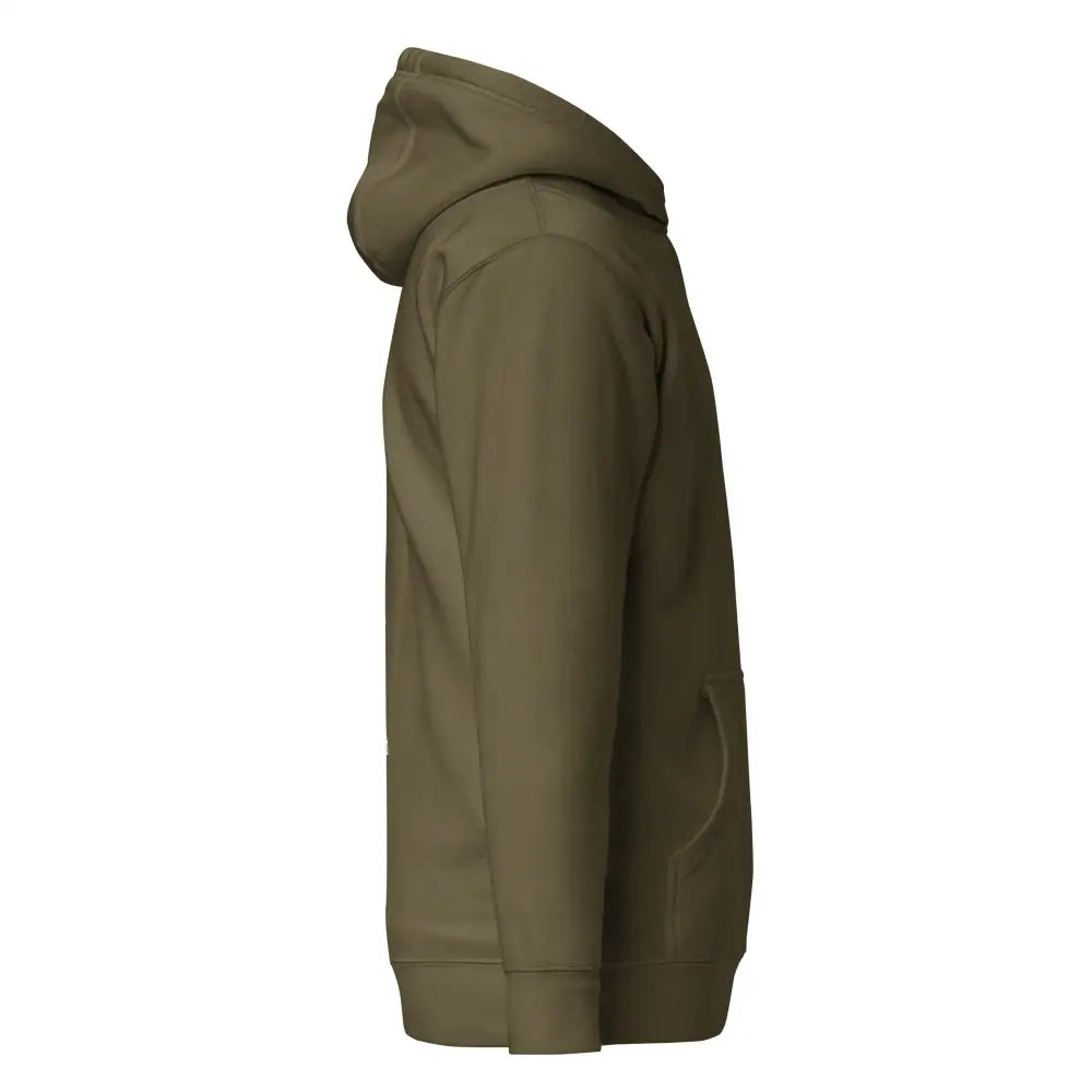 Olive green sentinel huppari with hood and ribbed cuffs features a classic minimalist design in soft fabric
