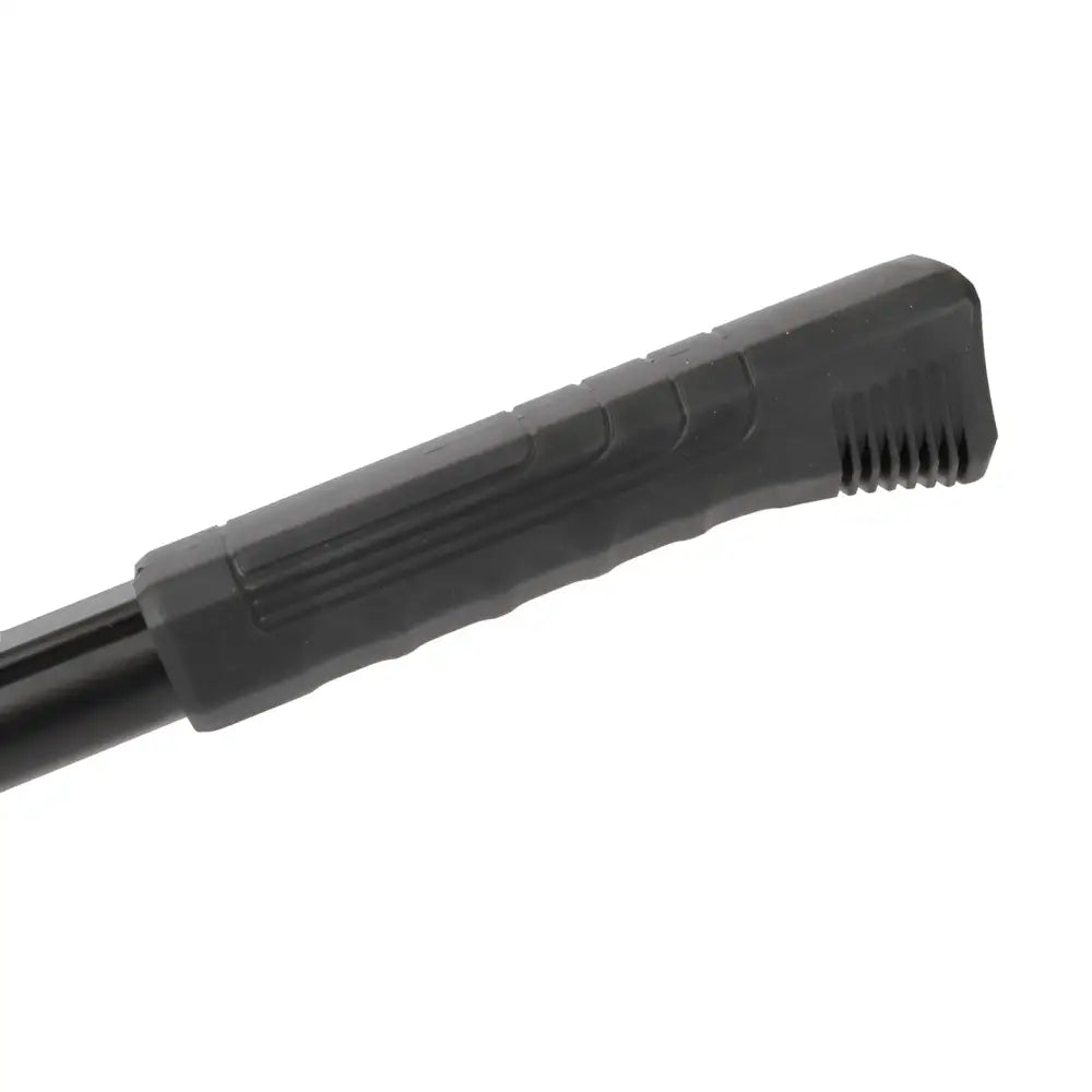Black rubberized grip handle with textured ridges and serrated end on sft tackle carbon x50 kokoontaittuva teleskooppihaavi 50x40cm