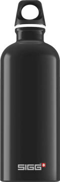 Sigg traveller black 0,6 l vedenpullo mattapintainen musta valkoinen koristekehä yläosassa