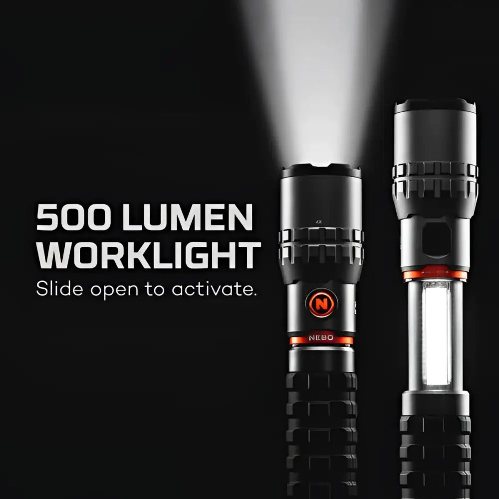 Musta ja oranssi nitecore ne60 500 lumenia työvalo teksturoidulla otteella slyde king 2k -tuote