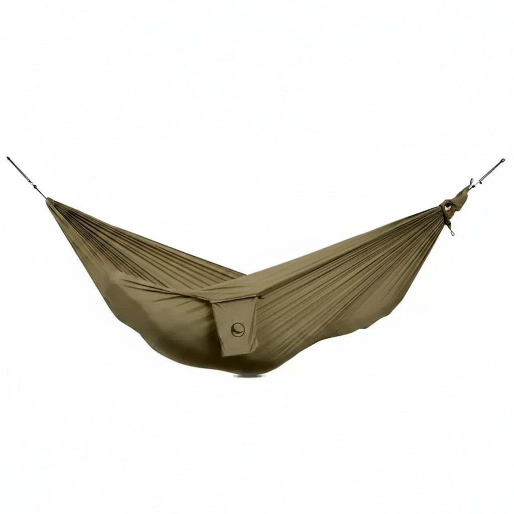 Ticket to the moon compact riippumatto olive green nylonilla ja pienellä sivutaskulla ruskea