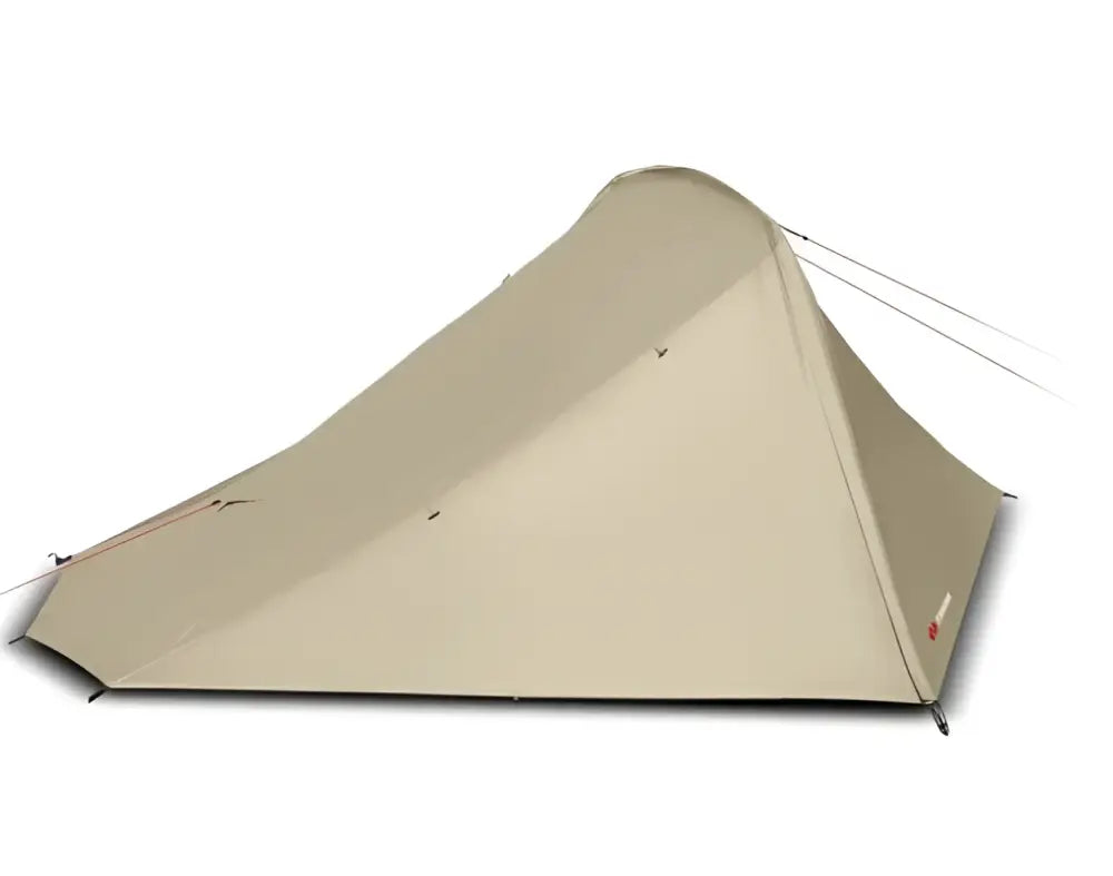 Beige kevyt retkeilyteltta trimm bivak sand 2 hengelle minimalistisella designilla ja kestävästä kankaasta