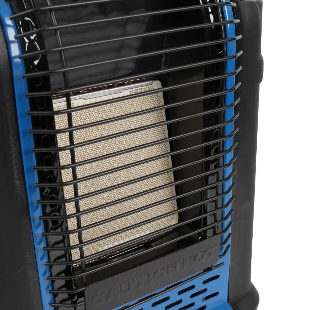Sininen ja musta väinö radiant heater v2000 kaasulämmitin kannettava kaasulämmitin verkkoristikolla edestä
