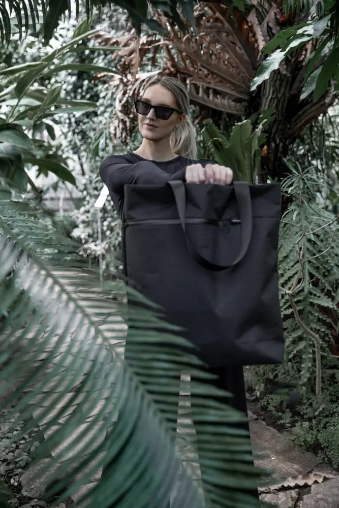 Black canvas tote bag vik kankainen kassi large with sturdy handles and minimalist design