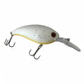 Wildpoint egg wobbler 7cm 14g crankbait lure in white and yellow speckled with clear lip and black treble hooks