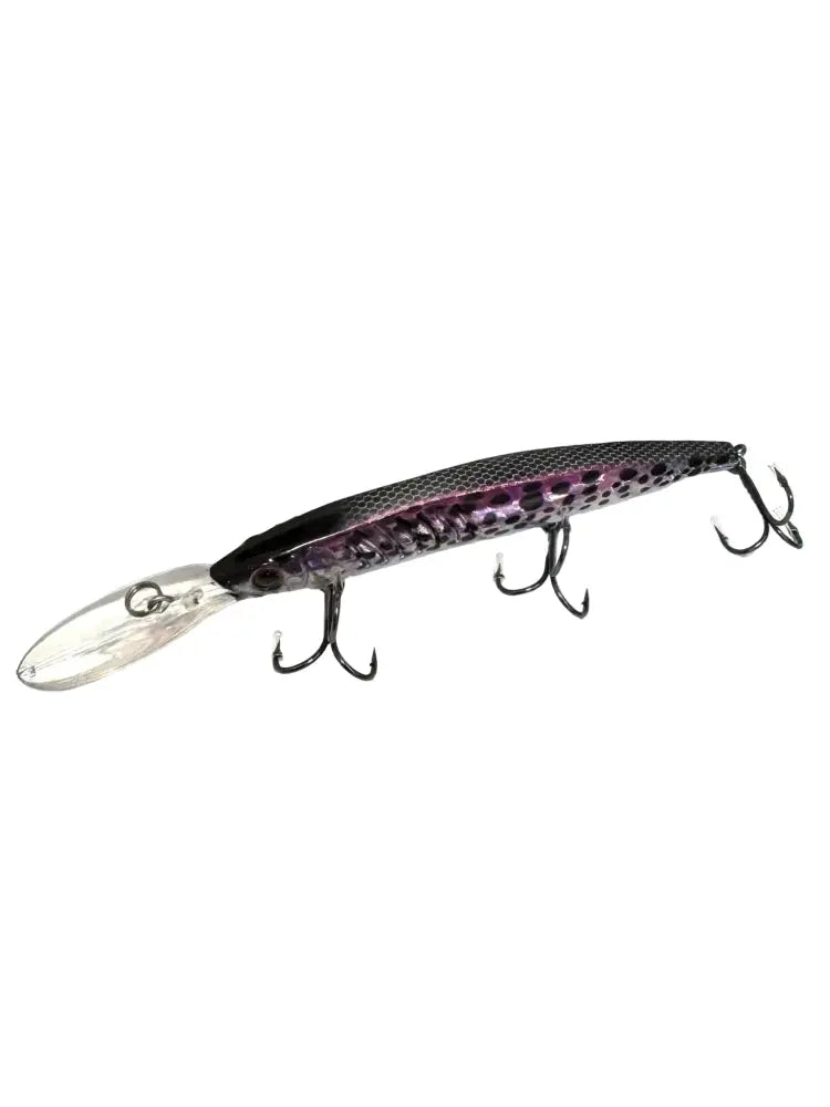 Wirtane Taimenvaappu 11cm 14g metallinen violetti musta minnow-tyylinen vaappu kolmella koukulla ja kirkkaalla päällä